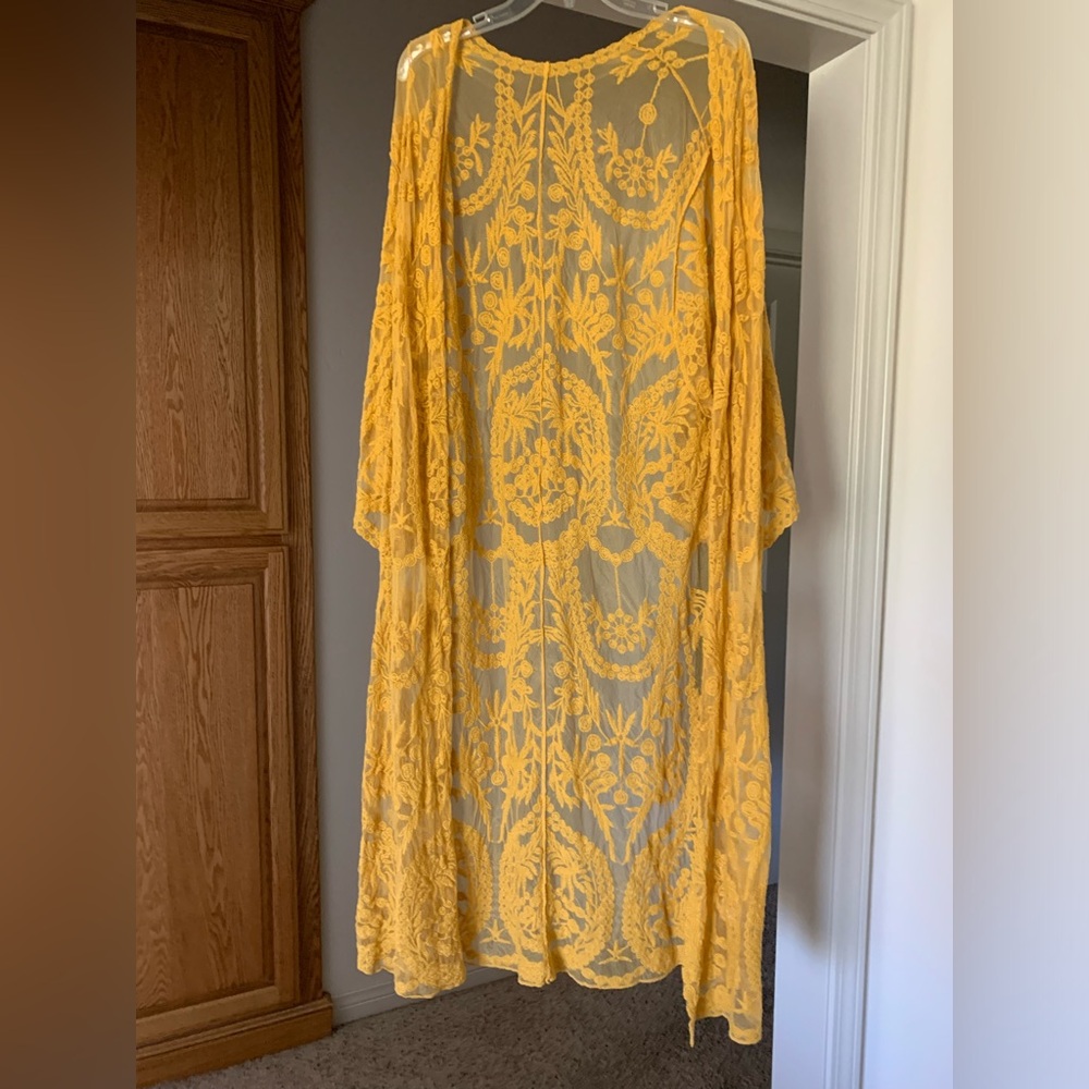 Lace Duster - Mustard Yellow - One Size